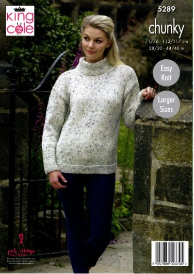 Knitting Pattern - King Cole 5289 - Chunky Tweed - Ladies Sweaters
